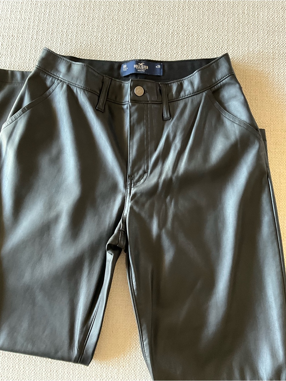 Hollister Black Faux Leather Flare Pants
